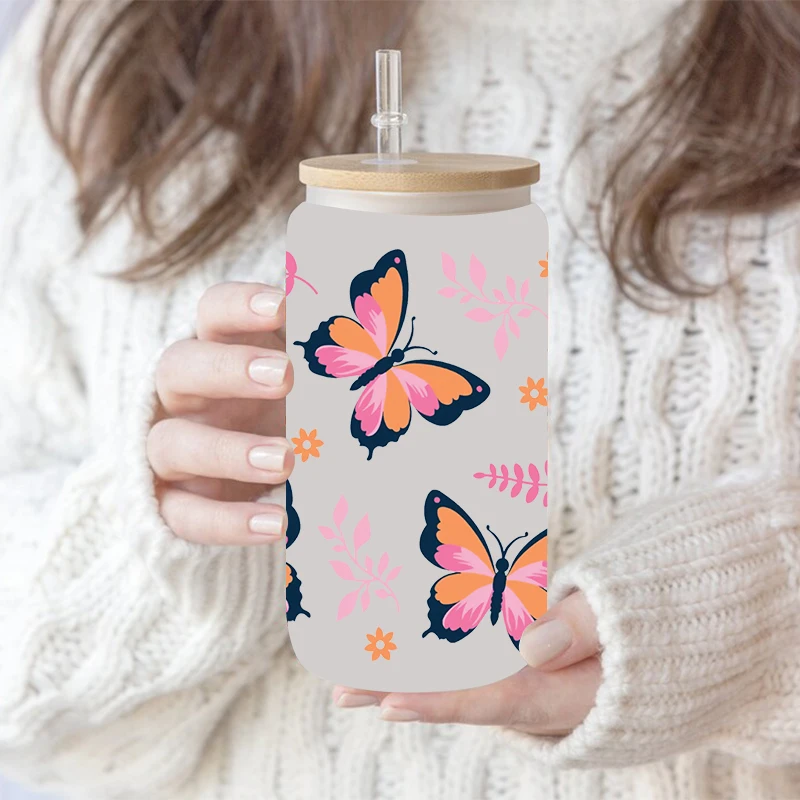 3D UV DTF Transfers Stickers 16oz Cup Wraps Cartoon Animal Butterfly Printed For DIY Glass Ceramic Metal Leather Etc. D12236