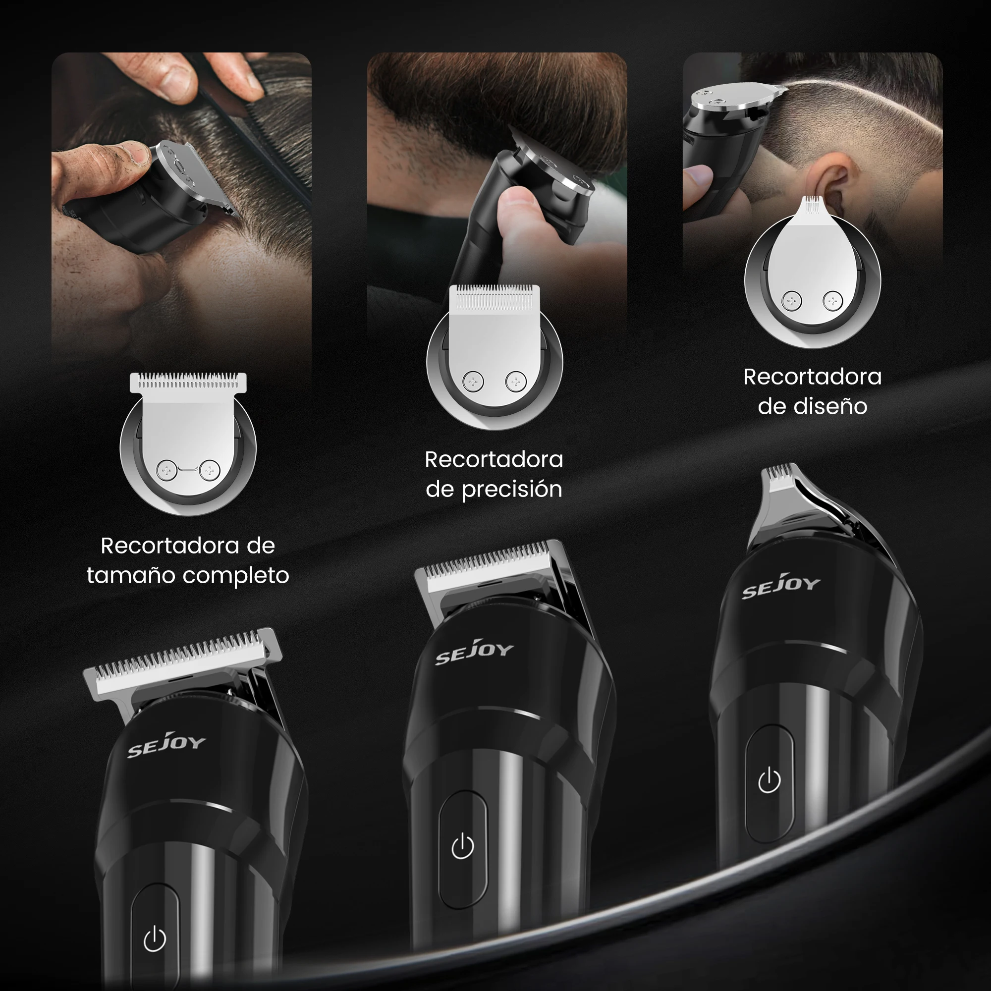 Sejoy Men's Electric Hair Clipper USB Rechargeable Carving Clipper Cordless Hair Trimmer Hair Cutting Machine 4 pcs limit combs