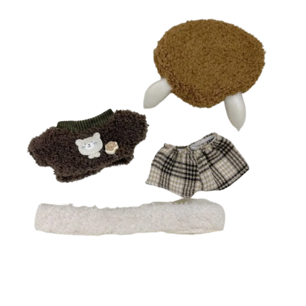 

Puppy Bear Hat 10cm Cotton Doll Clothes Stuffed Doll Pant T-shirt Suit Plush Doll Costume Suit Kawaii Cartoon