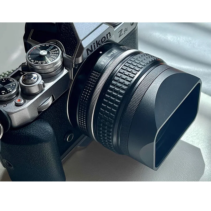 สำหรับ Nikon F2.8 Z28mm/Z28mm ฝากแว่นกันแดดทรงสี่เหลี่ยมเลนส์อลูมิเนียม F2.8SE พร้อมวงแหวนอะแดปเตอร์และฝาครอบเลนส์
