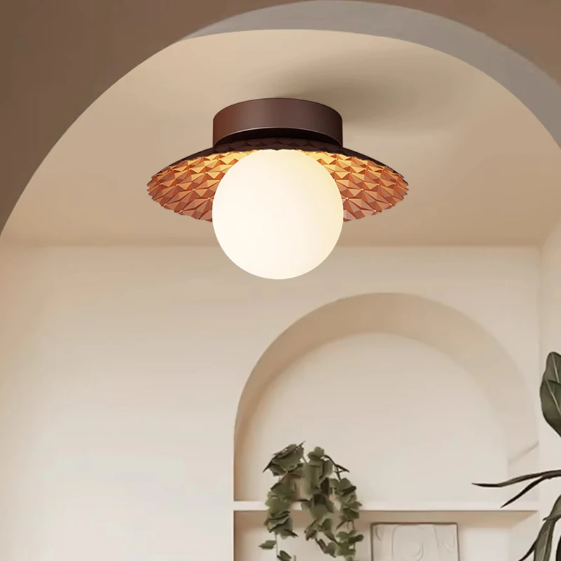 Balcony aisle ceiling light cream style entrance hallway new creative flying saucer light recessed LED medieval style bar light