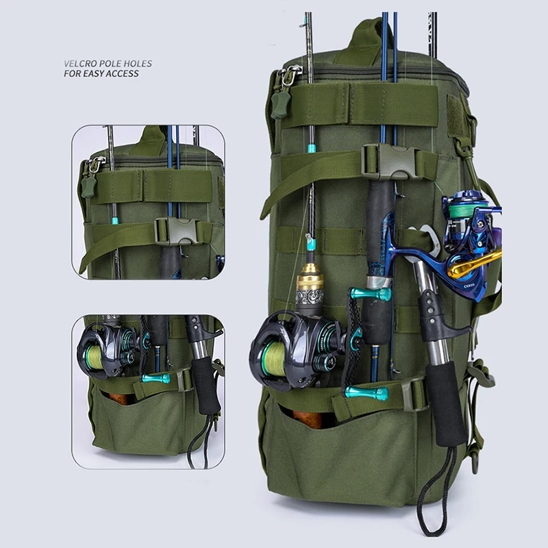 Black Green Lure Fishing Bags Multi-functional Backpack Outdoor Sports Large Capacity Rod Fishing Tackle Bag