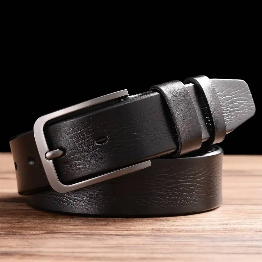 

Men Cowhide Belt New Men Genuine Leather Pin Buckle Belt Leather Belts for Men Black\coffee Color width:3.5cm Length:110-125cm