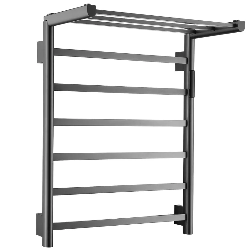 

Gun gray folding intelligent digital display electric towel rack bathroom white stainless steel drying storage bath towel