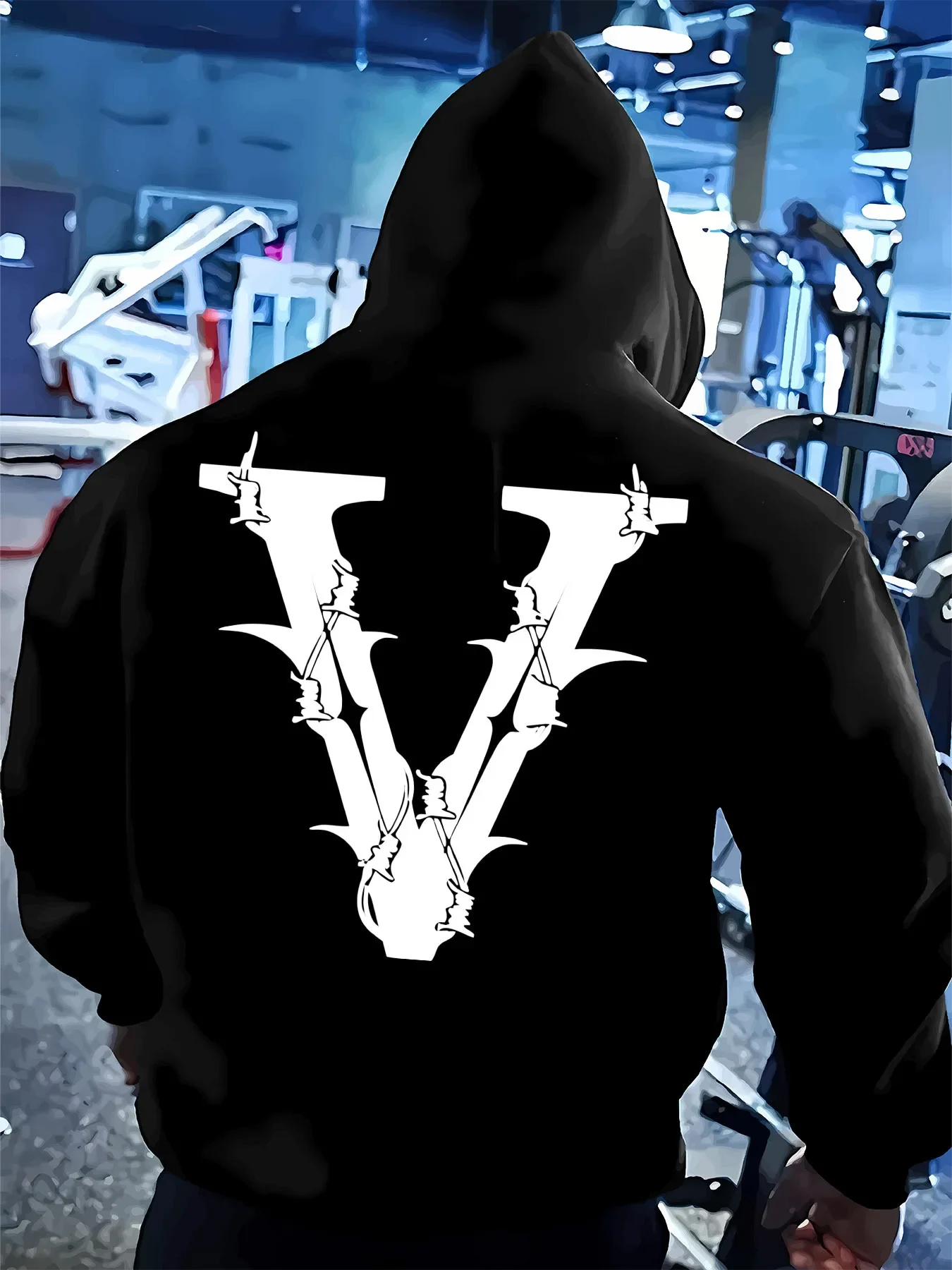 Sword Hoodie Unisex V Barbed Wire Streetwear Gothic Dark Aesthetic Vintage Hip Hop Oversized Casual Sport Sweatshirts