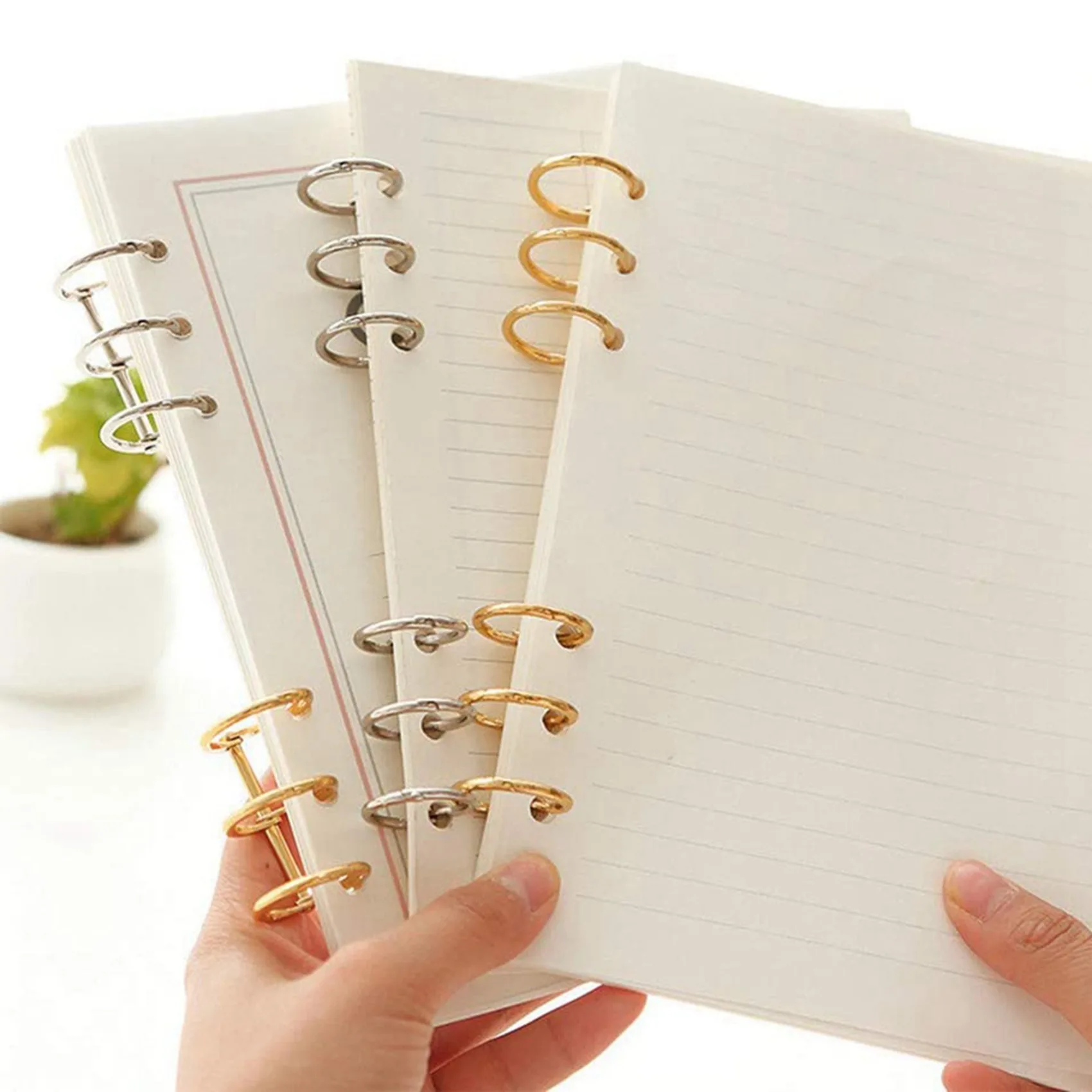 60Pcs 3 Ring Gold Book Rings Leaf Binders Office Book Rings Snap Split Hinged With 20 Mm Inner Diameter Gold Book Rings