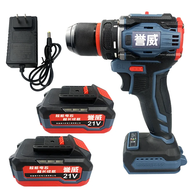 20V Brushless Lithium Cordless Drill Impact Power Tool for Metal Wood Concrete Drilling Portable Rechargeable OEM