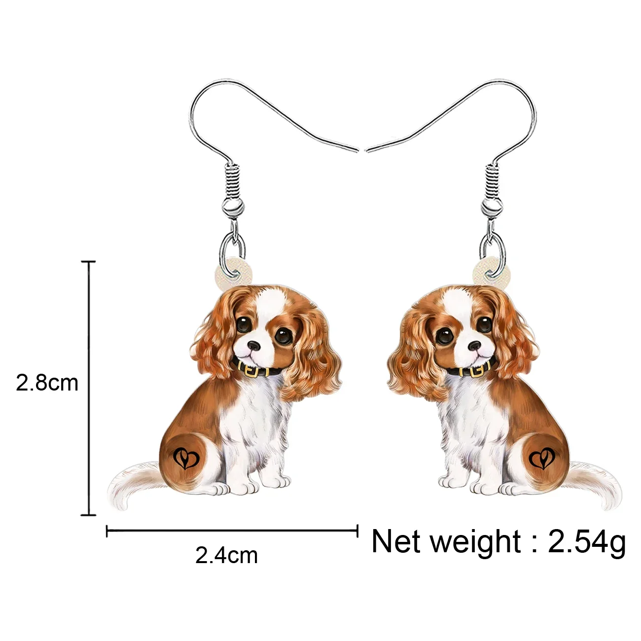 BONSNY Acrylic Cavalier King Charles Spaniel Dog Drop Dangle Earrings Jewelry For Women Kids Ladies Gifts