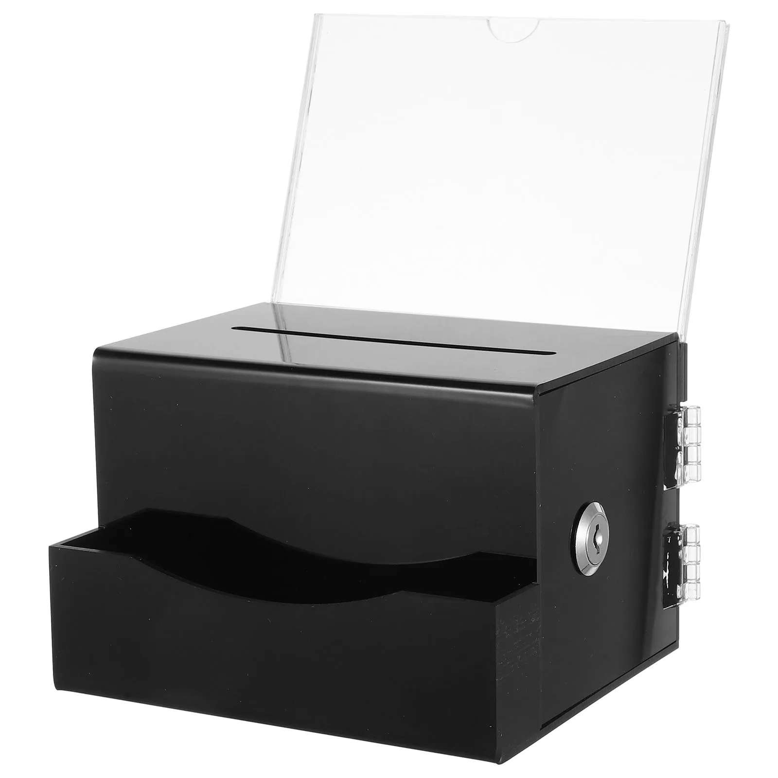 

1 Set Acrylic Donation Box Lockable Public Voting Fundraising Transparent For Ballots Collection