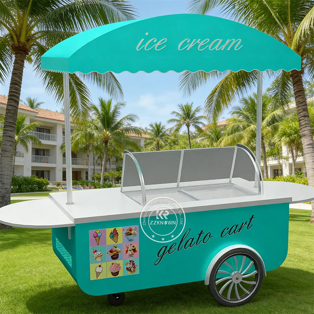 Hot Sale Ice Cream Cart Premium Snack Kiosk Beverage Coffee Outdoor Street Dessert Push Cart For Outdoor Festival