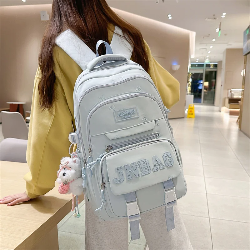 

Новый женский двойной рюкзак цвета макарон, мультяшная тема, инди-дизайн, модная холщовая сумка, студенческая спинка большой вместимости