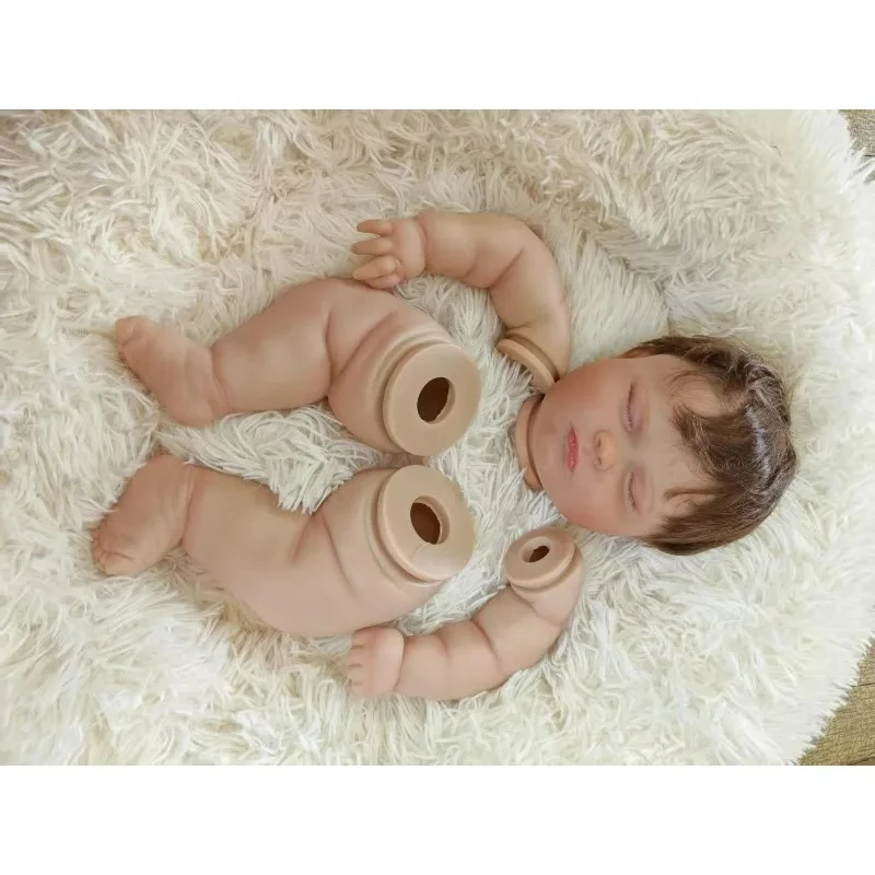 20 Inch Sleeping Joseph Reborn Doll Kit Already Hand Painted 3D Skin Unfinished DIY Parts with Brown Rooted Hair