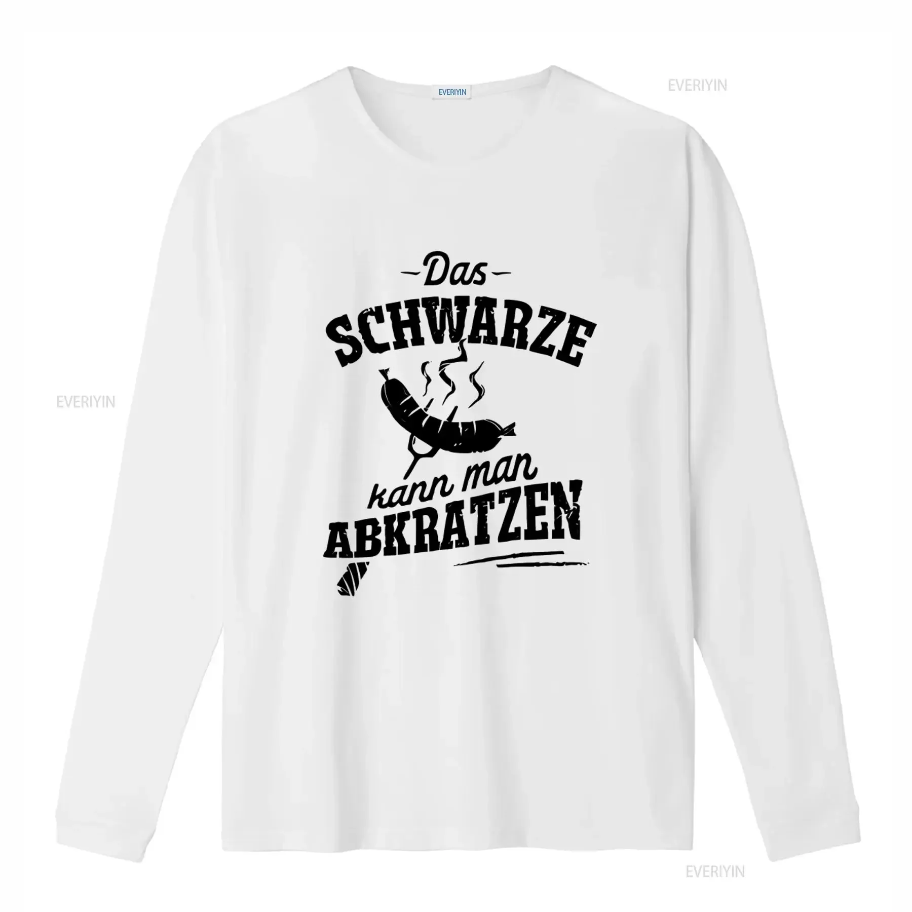 Mens Das Schwarze Kann Man Abkratzen Funny Grill Sausage Print T Shirt vintage Washed Comfortable Unisex Casual Versatile
