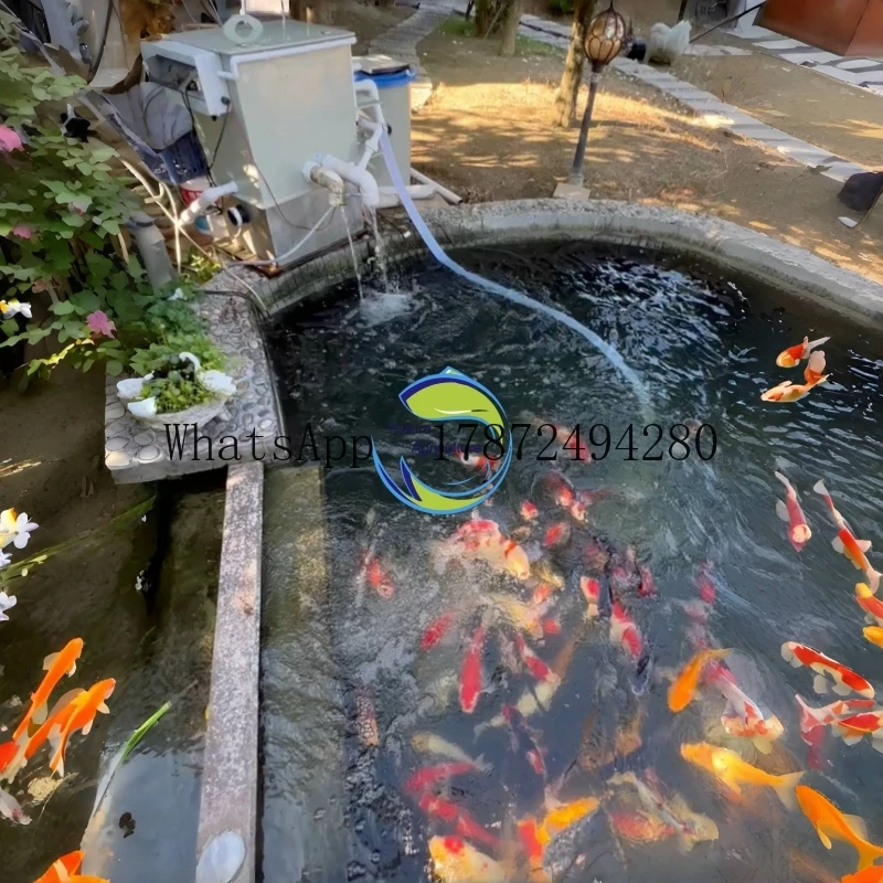 Automatic Large Aquarium Koi Fish tank External Gravitait Filter System Rotary Drum Filter for Koi Pond