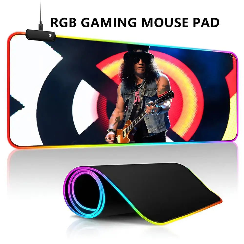 Guns N Roses Good Time Mouse Pad RGB LED Light Gaming Waterproof Large Gamer Mouse Carpet Big Mause Keyboard Pad PC Desk Play Ma