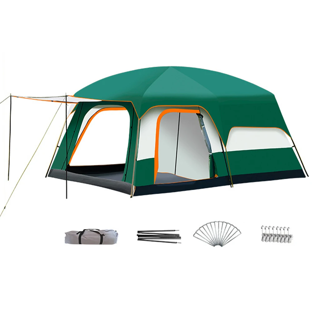 Luxury Tents For Camping Large Family Tent With Rooms 4-12 People Waterproof Two-Bedroom And One-living Room Design