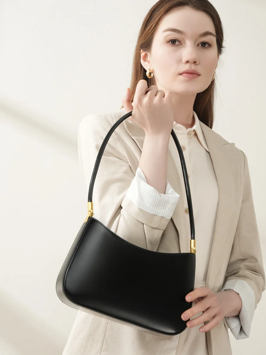 Underarm bag genuine cow leather bag luxury minimalist style bag suitable for women's crossbody bag