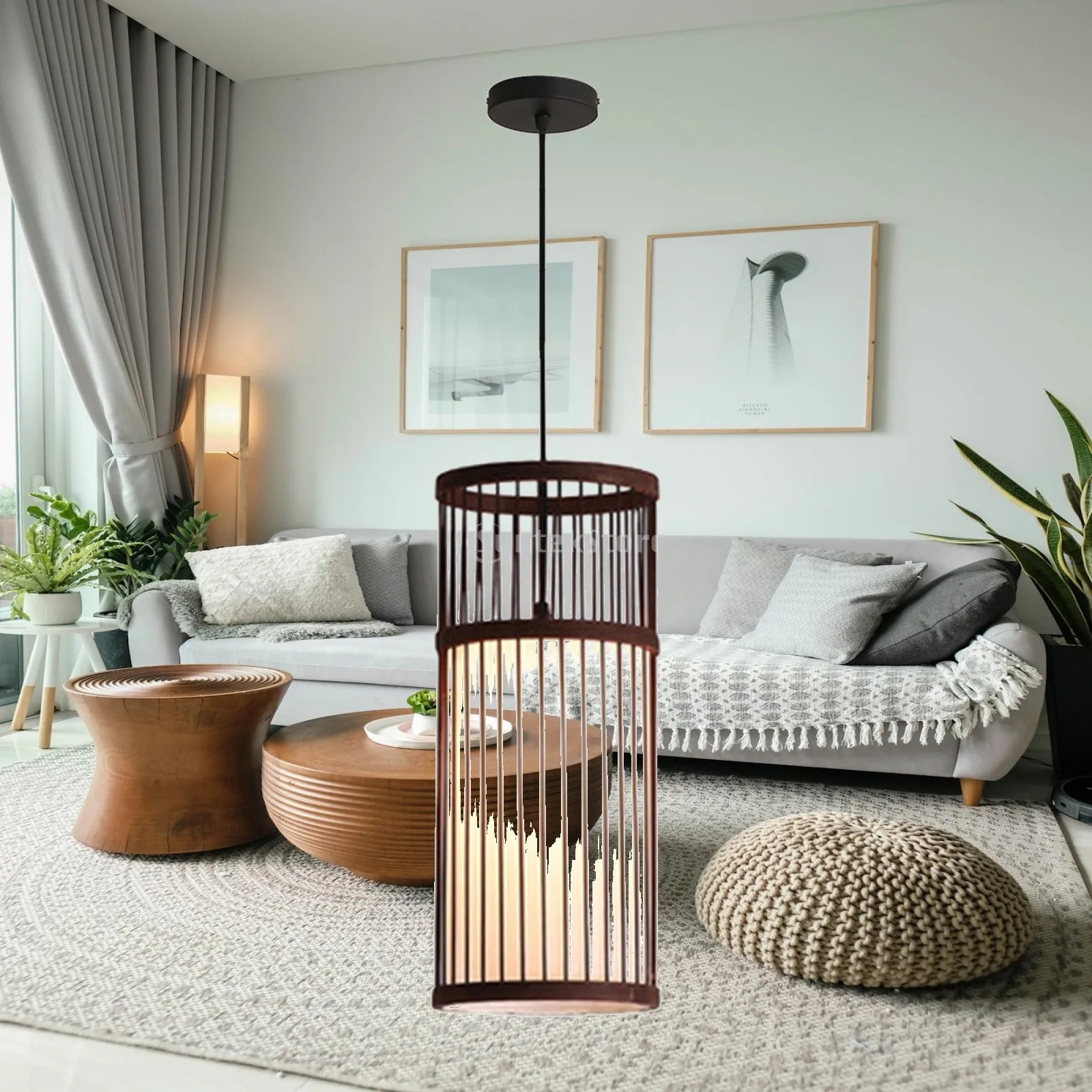 Woven Bamboo Lamp Shade Ceiling Light Fixture Pendant Light Lampshade for Teahouse Home Bar Cafe Room