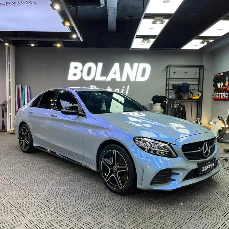 Gloss Candy Chameleon Vinyl Wrap Film Grey to Blue Color Shift Adhesive Vehicle Car Decal Wrapping With Air Release