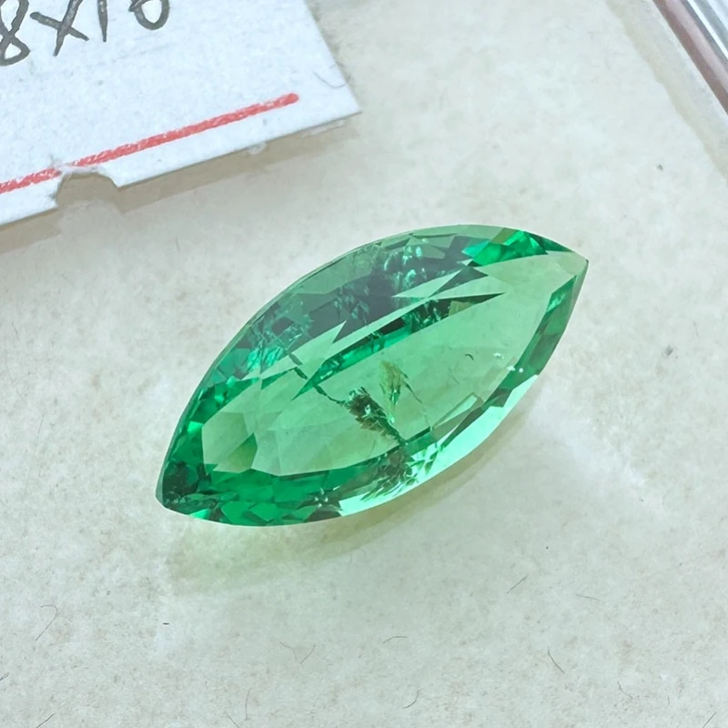Laborgezüchteter Kolumbianischer Smaragd in Marquise-Form, Edelstein-Anhänger für DIY-Ringe, Halsketten, Ohrringe, Hauptmaterialien wählbar, Zertifikat erhältlich – Detail 3