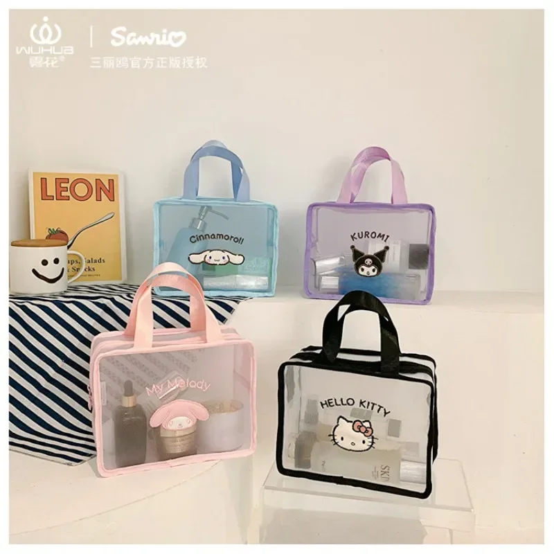 Hello Kitty Cosmetic Bag Melody Purses and Handbags for Women Sanrio Hand Wash Pouches Kuromi Tote Case Kawaii Mummy Boxes