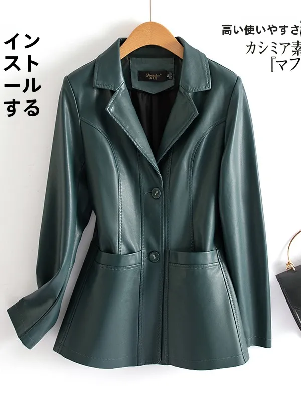 Real Leather Short Jacket Women's Slim Fit Sheepskin Coat Spring Autumn New Style Small Suit Outerwear Breathable Polyester L...