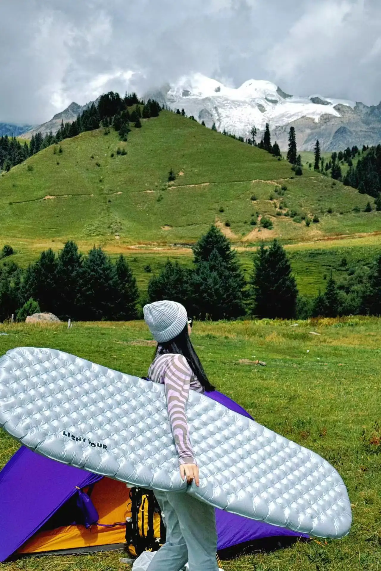 Light Tour pad,Double-sided Ultralight Camping Sleeping pad,Warm 7 R-Value 4 Season, Camping Air Mattress, Perfect for Backpacki