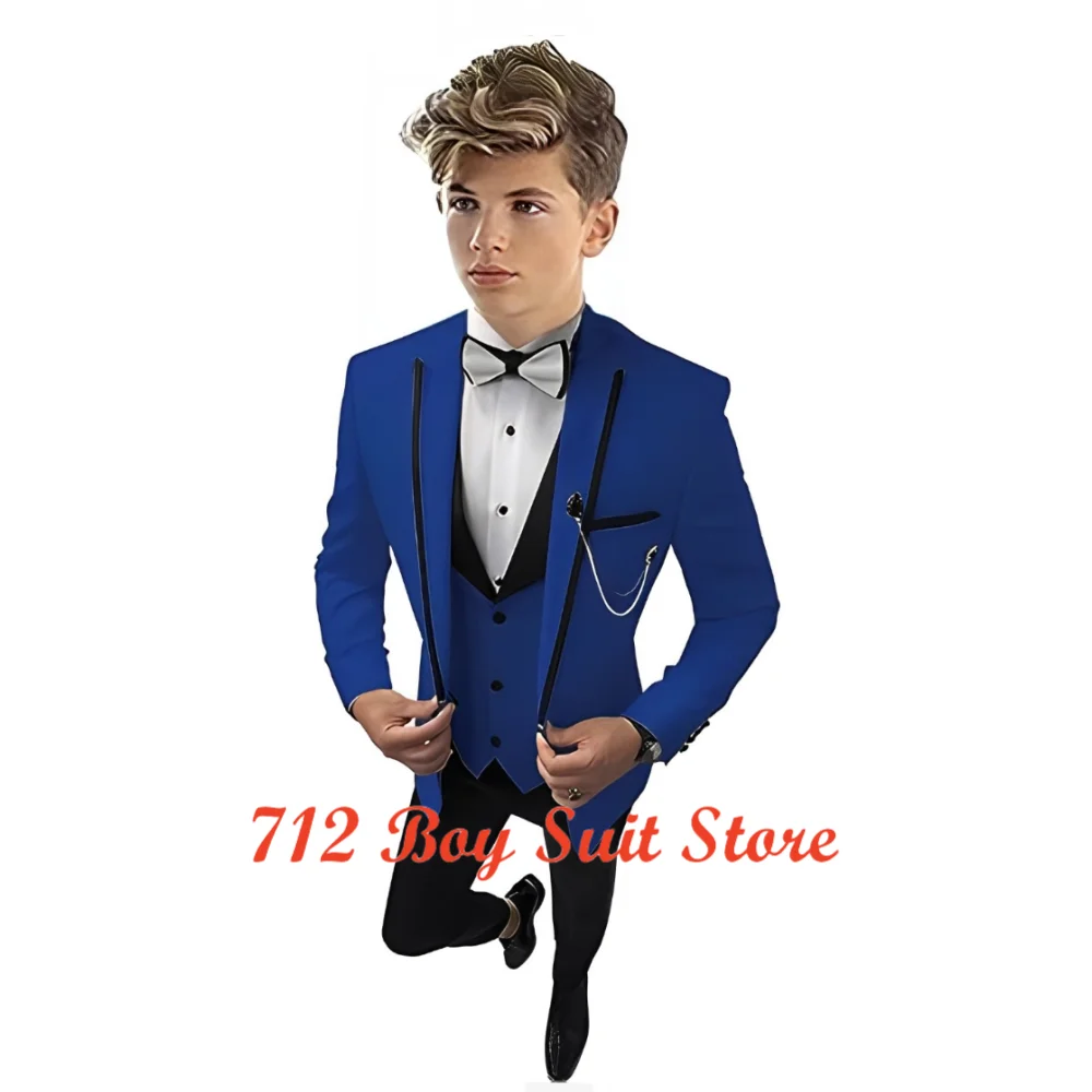 Suit for Boys Wedding Tuxedo Kids Formal Jacket Pants Vest 3 Piece Set Custom Outfit Classic Clothes For 2-16 Years Child