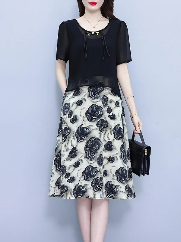 Novo chinês sle feminino dr verão 2025 tamanho grande na moda ort sve a linha saia de cintura alta impresso casual confortável