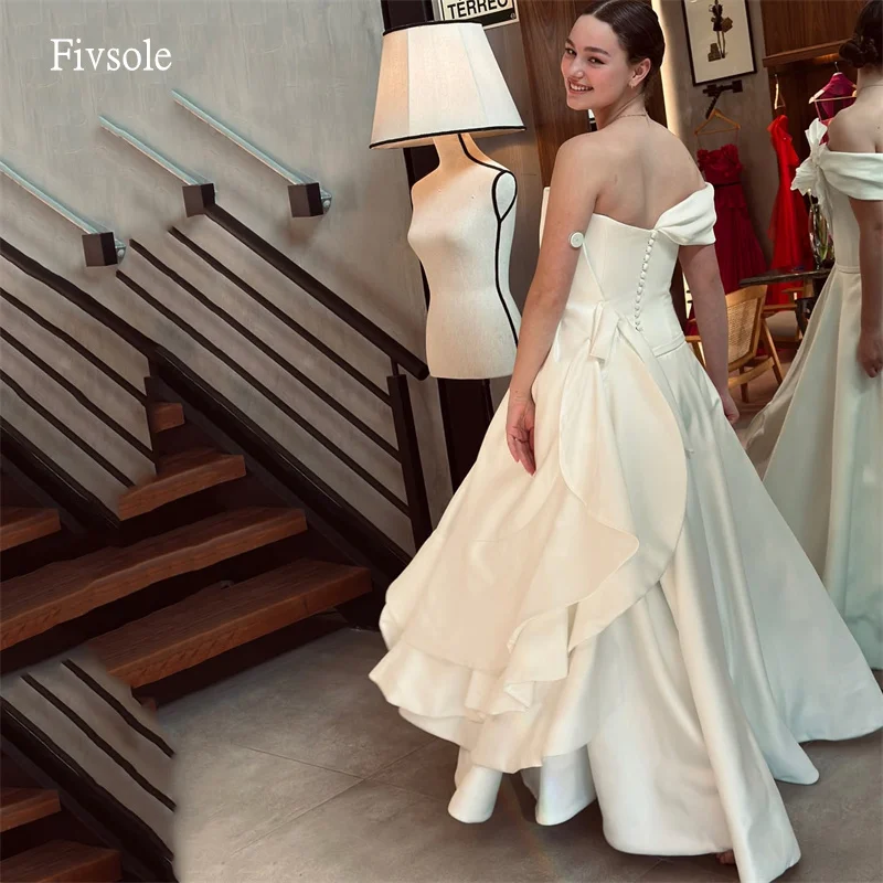 

Fivsole Pastrol Flower Off The Shoulder A Line Wedding Dress Flower Tiered Bride Gowns Floor Length Wedding Dress Customized