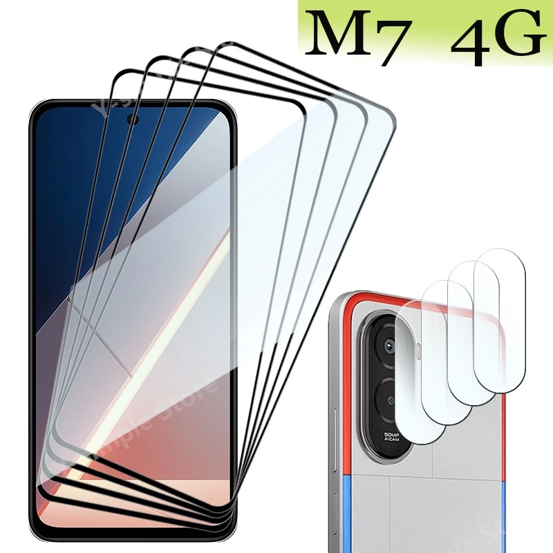Upgrade 9H Tempered Glass For Xiaomi POCO M7 4G Screen Protector Shockproof Anti-Scratch +M7 4G Soft fiber Lens film