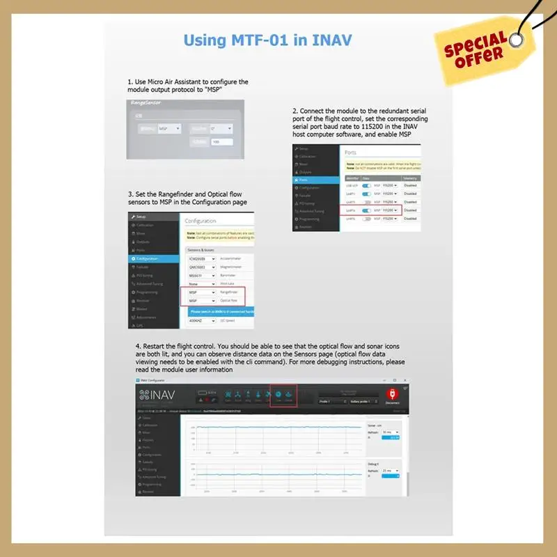 MTF 01 光学センサーモジュール PMW3901 オプティカルフローセンサー UAV 測位 8M レーザー測距統合