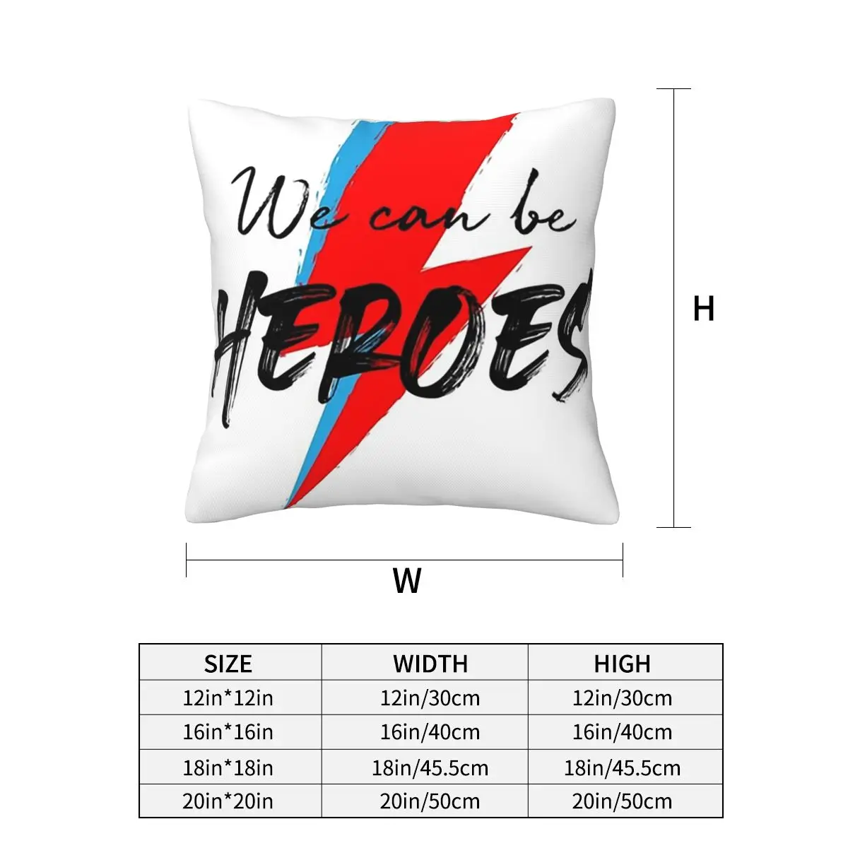 We Can Be Heroes Bowie Square Pillowcase Cushion Cover Pillow Case Throw Pillow Cover for Home Sofa Living Room