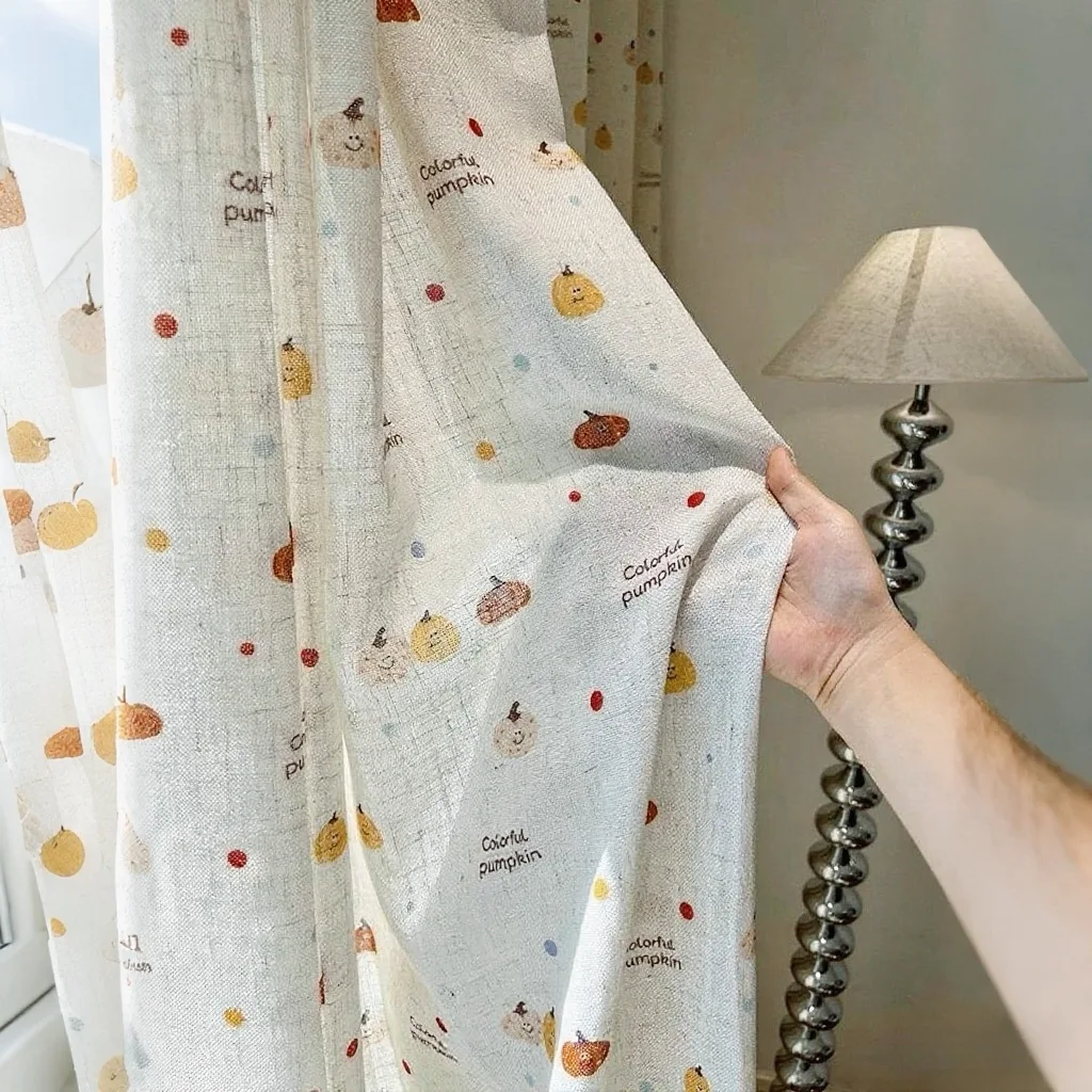 

Curtain Finished Product Cross-border Foreign Trade Window Screen Cute Cartoon Printing Linen Yarn Children's Room