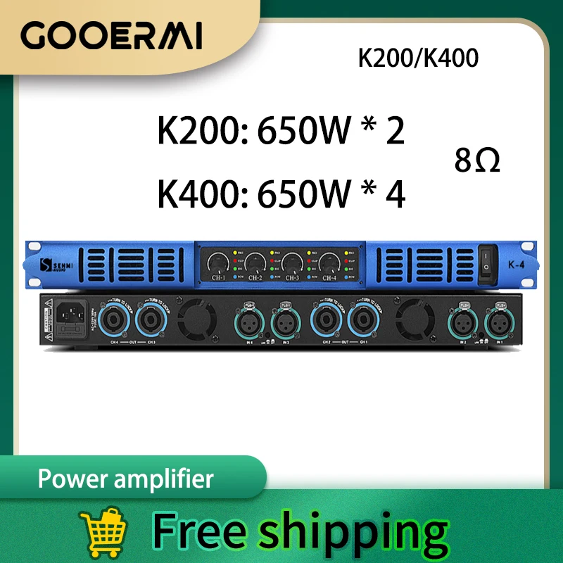 GOOERMI K200/400 2/4 Channel Audio Power Digital Power Amplifier With Volume Button Power Switch For Subwoofer Music Concert Ktv