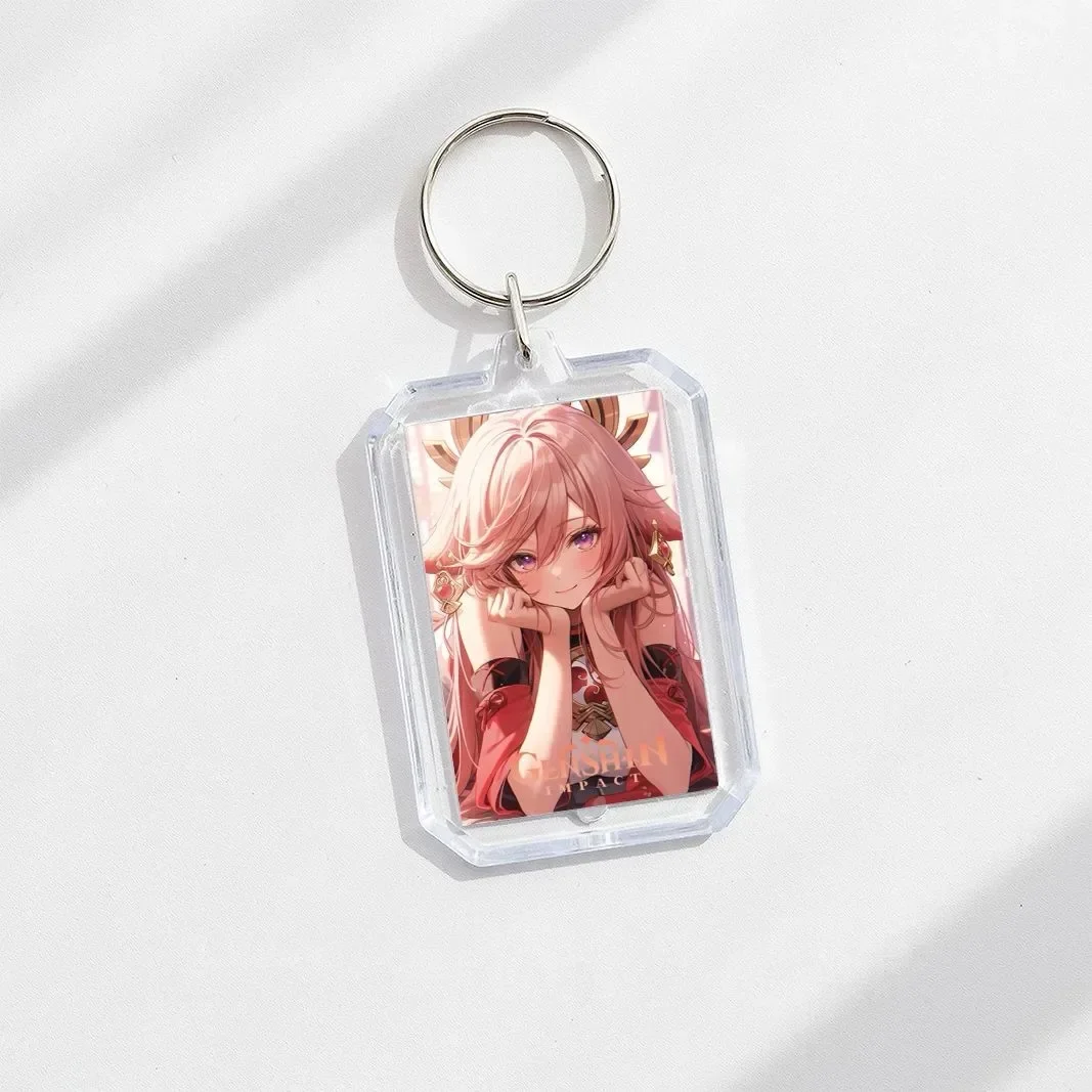 Косплей восемь сложных богов сын Genshin Impact папалоу лазерный билет значок открытка двойной флэш-брелок маленькая карта подарочная упаковка