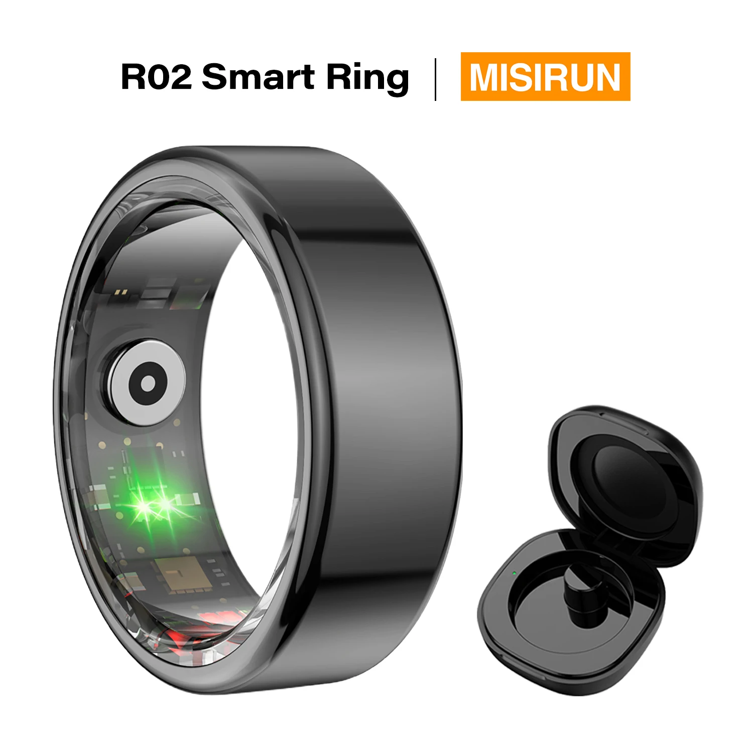 

Умное кольцо R02 с зарядным чехлом, трекер для спорта и фитнеса, мониторинг здоровья и сна, мультиспортивные режимы, водонепроницаемость IP68, для мужчин и женщин