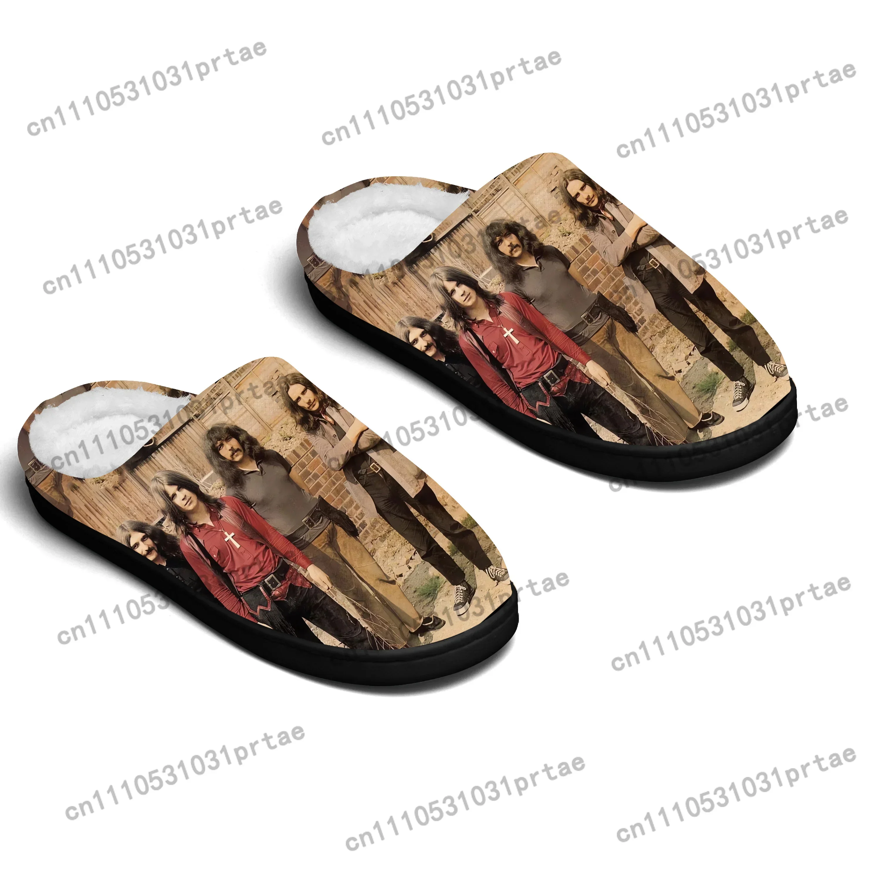 Black Heavy Metal Band Sabbath Home Cotton Slippers Mens Womens Bedroom Keep Warm Cotton Slippers SPA Slipper Custom Slipper
