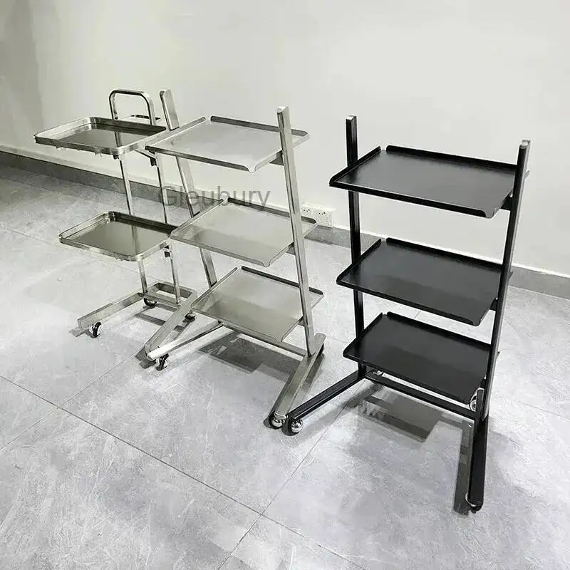 Salon Metallic Trolley Silver Tray Hairdressing Table Tools Beauty Salon Nail Polish Furniture Machine Rollwagen Iron Trolley