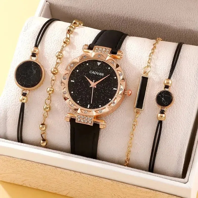 New Watch Women Fashion Casual Leather Belt Watches Simple Ladies Starry Sky Round Dial Quartz Wristwatches Dress Clock