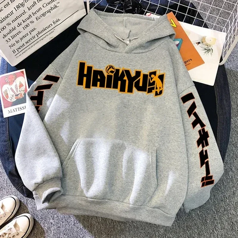 Japan Anime Haikyuu Manga Prints Hoodies Mens Fashion Hoody Hip Hop Fleece Sweatshirts Crewneck Pullovers Cute Clothing Pullover