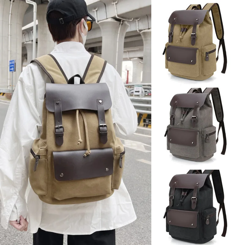 

Fashion Men Backpack Large Shoulder School Bag Rucksack for Boys New High Quality Canvas Travel Camping Bags Student Bookbag