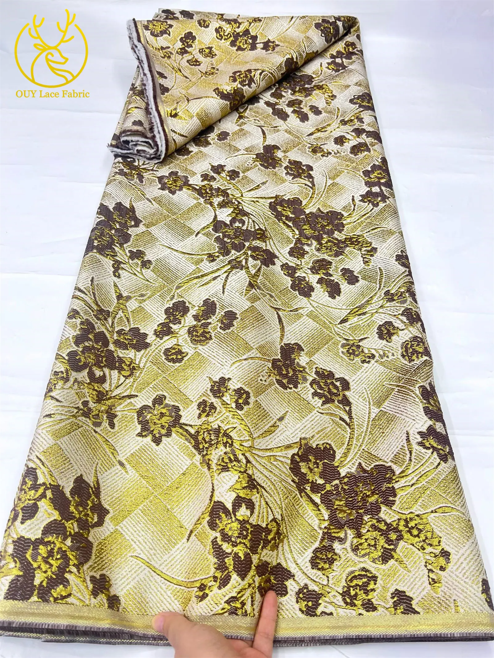 5 Yards Neuer Stil Afrikanischer Jacquard-Spitzenstoff 2026 Hochwertiger Modischer Nigerianischer Spitzenstoff für Damen-Partykleider und Nähprojekte – Detail 4
