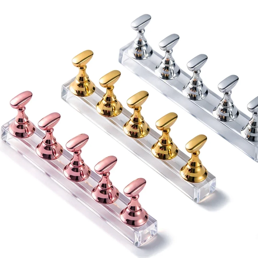 5Pcs Chess Magnetic Nail Practice Stand, Nail Tip Holders, Nail Art Training Display Rack for Practice & Nail Work Showing