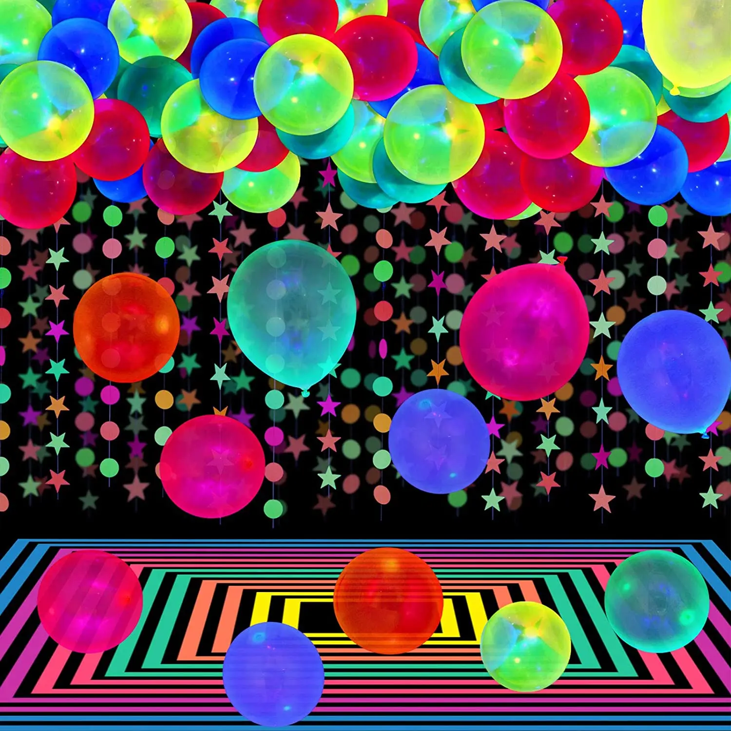 200/100/50 Stück Neon-Glühballons, die im Dunkeln leuchten, 12 Zoll UV-Glühballons, fluoreszierende Disco-Geburtstagsparty-Dekorationen – Detail 40