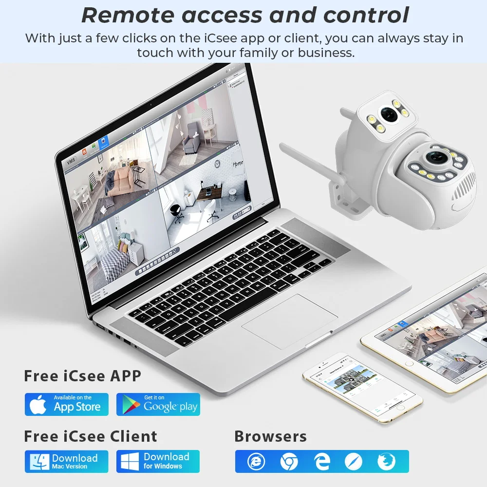 Wifi PTZ Camera 8MP Dual Lens IP Cam Outdoor Surveillance 4K Dual Lens Camera AI Tracking Security Protection CCTV For ICsee App