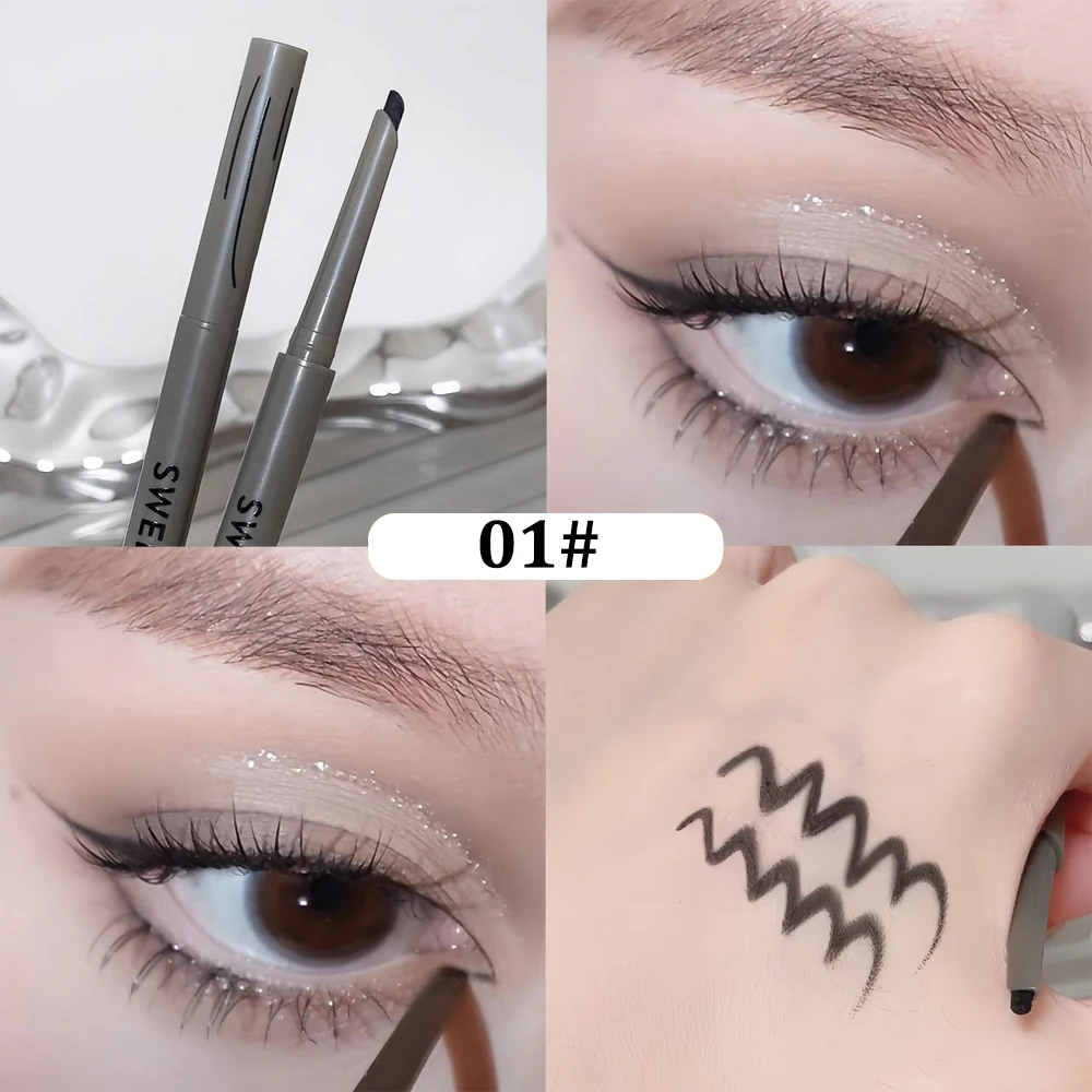 Stylo Eyeliner Gel en Forme de Machette, Noir, Rouge, Marron, Mince, Ver à Soie Couché, Stylo à Colle, Étanche, Maquillage pour les Yeux, 256