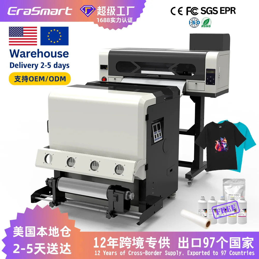 EraSmart A1 short-sleeved clothes printer dtf printer double head 60cm white ink heat transfer printer