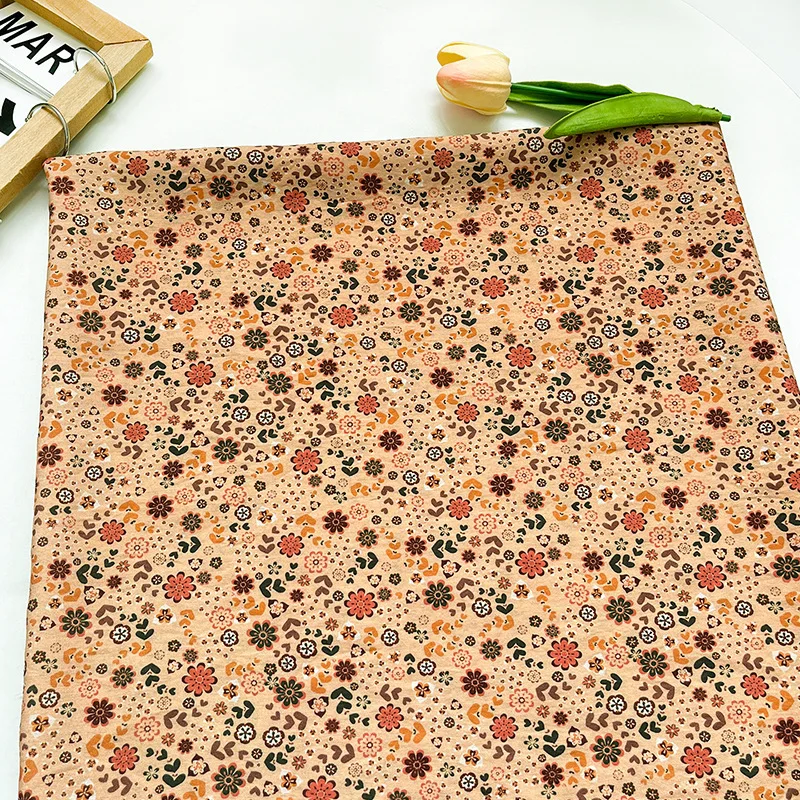 New Chinese Digital Printing Fabric Small Flowers Brocade Cotton Fabric Chinese Style Cheongsam Dress Blouse Hanfu Fabrics