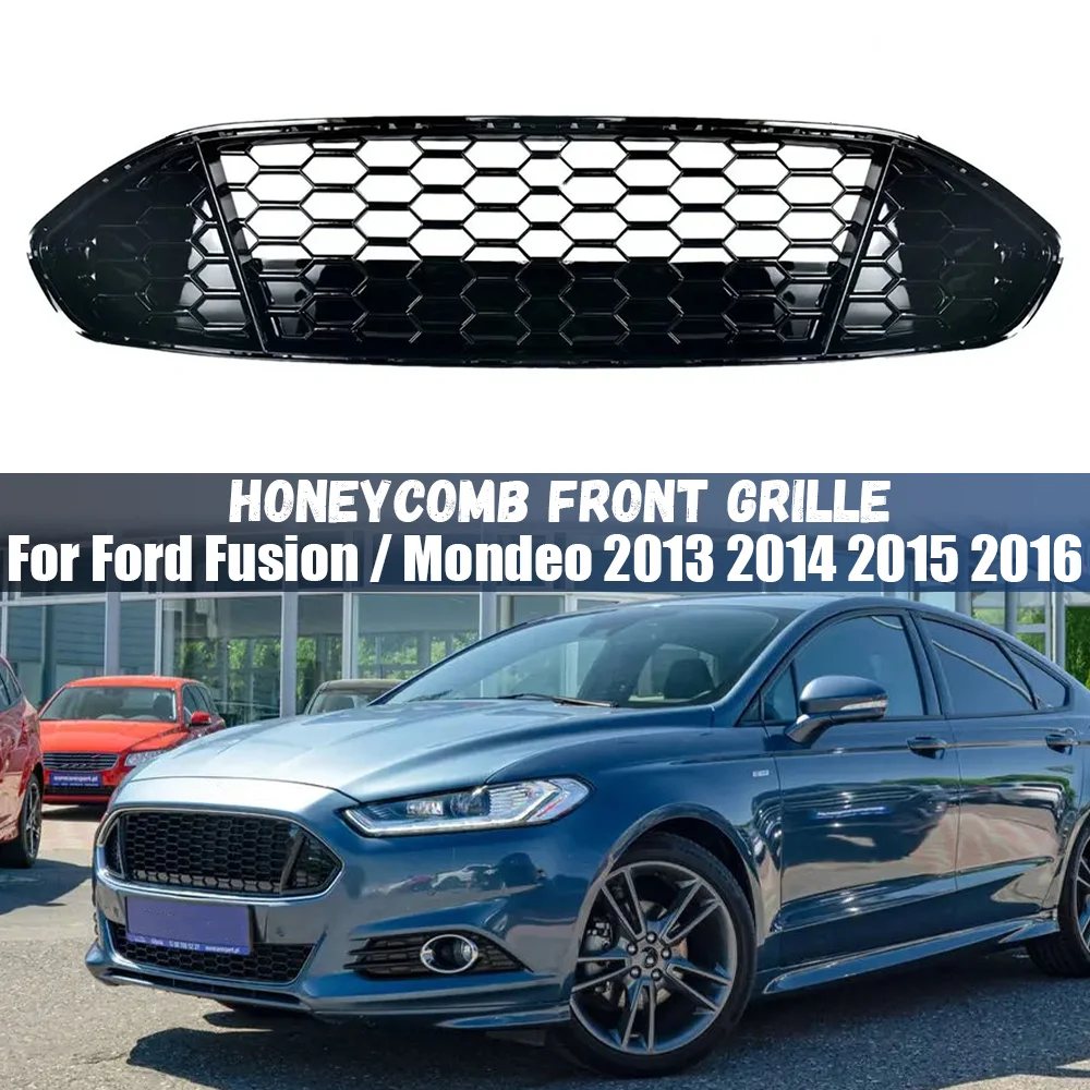 

Car Front Bumper Centre Grille For Ford Fusion Mondeo 2013 2014 2015 2016 Honeycomb Mesh Front Racing Grills Sporty Grill Cover